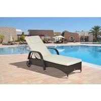 Brown Rattan Reclining Sun Lounger - Weather-Resistant PE Wicker & Adjustable Steel Frame