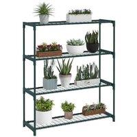 Four-Tier Steel Plant Stand - Black, Indoor & Outdoor Display Rack