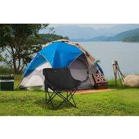 Foldable Steel Camping Chair with Pocket & Carry Bag - Weather-Resistant Outdoor Seat