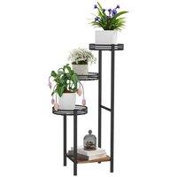 Four-Tier Steel Plant Stand - Black, Indoor & Outdoor Display