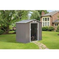 PRICE DROP! 7x4ft Lockable Galvanised Metal Garden Shed with Air Vents - Weather-Resistant Outdoor Storage, Grey