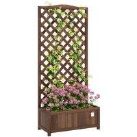 53L Raised Wooden Planter Box with Trellis - Free Standing Bed for Climbing Plants & Flowers