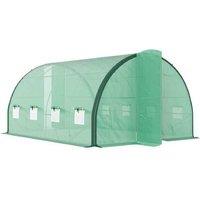 4x3m Walk-In Polytunnel Greenhouse Storage Shed - Reinforced Steel Frame, Weatherproof PE Cover, Dual Doors & Mesh Windows