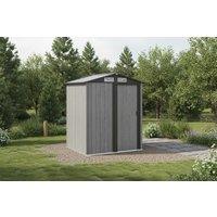 5x4.3ft Steel Outdoor Storage Shed - Weather-Resistant, Grey Wood Effect, Spacious Garden Shelter