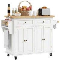 Wood Top Modular Kitchen Trolley Storage - Cream, 2 Drawers, Adjustable Shelves