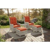 5pc Rattan Reclining Bistro Set - Aluminium, Weather-Resistant, Cushioned Seating for Two