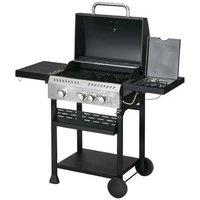 Galvanised Steel Gas BBQ Grill Trolley - 3+1 Burner, High-Output, Outdoor Cooking