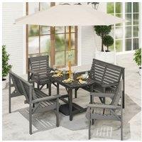Rustic Wooden Garden Dining Set for 6 - Waterproof Fir, Outdoor Table & Chairs