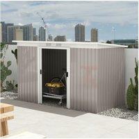 9x4ft Galvanised Metal Garden Storage Shed - Weather-Resistant, Spacious Outdoor Tool Store, Light Grey