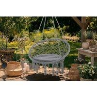 Polycotton Macrame Hanging Swing Chair Hammock - Boho Outdoor & Indoor Seat, 120kg Capacity