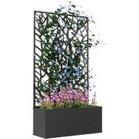 Metal Raised Garden Bed with Privacy Trellis Screen - Wall-Mount or Freestanding