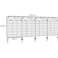 Decorative Metal Garden Fence Panels - Black Wire Outdoor Border, Weather-Resistant Patio Accessory (4pcs)