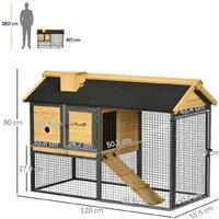 Rabbit Hutch for Small Pets - Easy Clean, 2-Tier Outdoor Run, 120x55cm