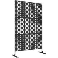 Modern Metal Garden Privacy Divider Panel - Outdoor Grid Decor - Weather-Resistant Steel, Black