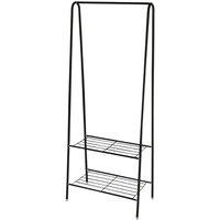 152cm Freestanding Metal Clothes Rail with Two Lower Shelves
