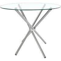 Contemporary Crossover Round Dining Table with Durable Tempered Glass Top