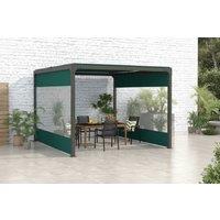 Set of Two Weather-Resistant Polyester Pergola Side Panels, 3 x 2m, Green - Replacement Walls with Clear Windows