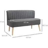 Grey Linen 2-Seater Compact Sofa, Modern Wood Legs - HOMCOM