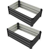 Set of Two Large Galvanised Steel Raised Planters - 60 x 100cm
