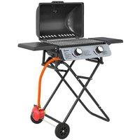Portable Gas BBQ Grill - Two-Burner Suitcase Design, Black