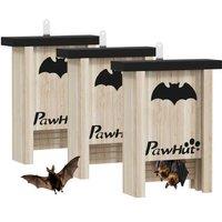3 Outdoor Wooden Bat Boxes - Weatherproof Shelter for Bats, Easy Hang, 18622.5cm