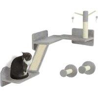 3-Piece Cat Wall Tree Set - Plush Perches, Sisal Scratching Pads, Interactive Toys - Space-Saving Grey Modern Design