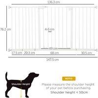 Adjustable Metal Dog Gate with 3 Extensions - Safety Barrier for Stairs & Doors, Large & Small Breeds