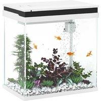 14L Glass Fish Tank for Betta & Goldfish - LED, Filter, Pump, White - Easy Clean Aquarium
