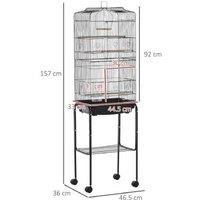 Large Bird Cage for Parrots & Budgies - Easy Clean, Portable Stand, 157cm, Black
