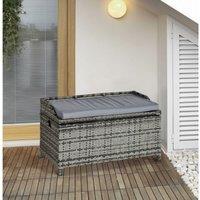 PE Rattan Outdoor Storage Bench Seat - Weather-Resistant, 2-Seater Patio Furniture