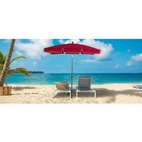 Aluminium Garden Parasol Umbrella - Adjustable Tilt, 2.35m Height, Weather-Resistant Canopy, Red