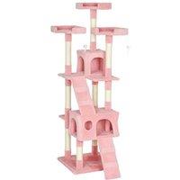 173cm Multi-Level Cat Tree Tower - Plush & Sisal Activity Centre, Pink
