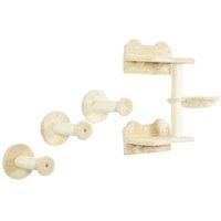 4 Wall-Mounted Cat Tree Shelves with Plush Hammock & Sisal Scratching Post - Space-Saving Indoor Cat Furniture