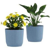 Set of Two 22cm Stackable Outdoor & Indoor Planters - Durable Plastic Pots