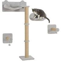 4-Piece Cat Wall Shelves Set - Plush, Jute, Space-Saving Cat Climbing Wall, Steps & Ladder