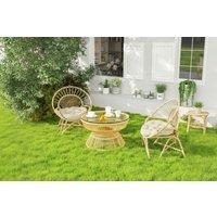 Set of Two 60cm Weather-Resistant Outdoor Seat Cushions - Beige Cotton, Garden Chair Pads