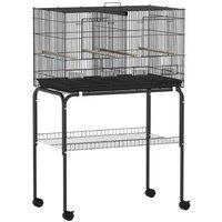 Large Bird Cage for Budgies & Canaries - Secure Divider, Easy-Clean Tray, 76x46x116cm