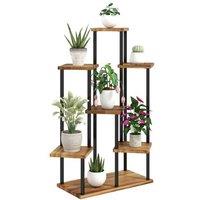 7-Tier Steel & Fir Wood Indoor Plant Stand - Tall Corner Display Shelf
