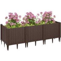 Plastic Raised Garden Bed Kit - Modular Outdoor Planter (Brown)