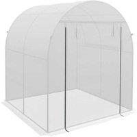 Walk-in Greenhouse Storage Shed - 1.81.82m - Weatherproof PE Cover, Steel Frame, Roll-Up Door - White