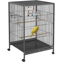 Budgie & Small Bird Cage with Rolling Stand - Easy Clean, Spacious, Portable - Grey