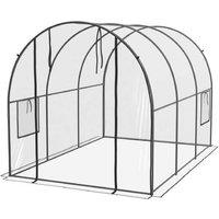 Walk-in Greenhouse Storage Shed with Clear PE Cover, Steel Frame & Roll-up Door - 3x2x2m Weatherproof