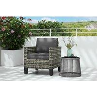 Modern Rattan Single Armchair with Cushions - Weather-Resistant Outdoor Garden Chair