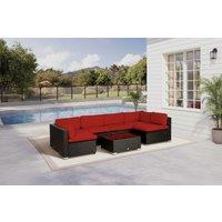 14-Piece Outdoor Cushion Cover Set - Red, Weather-Resistant Polyester, Fits Garden Sofa Sets