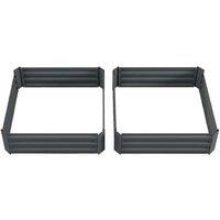 Set of 2 Galvanised Steel Raised Beds - 100x100x30cm - 291L Each