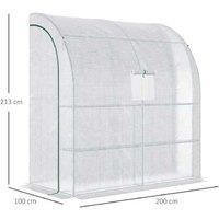 Walk-In Lean-to Greenhouse - 2 Tiers, 4 Shelves, Weatherproof PVC, Space-Saving Storage