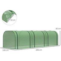 Walk-In Greenhouse Tunnel with Zipped Doors - Durable Steel Frame & Weatherproof PVC Cover - 295x100x80cm, Green