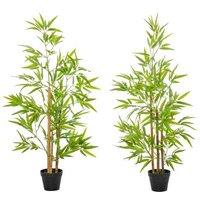 2 Artificial Bamboo Trees with Pots - 120cm Tall Indoor/Outdoor Evergreen