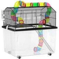 2-Tier Hamster Cage for Dwarf Hamsters & Gerbils - Easy Clean, Mobile, Multi-Level, 58x43x57cm