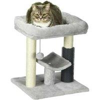 48cm Cat Tree - Multi-Level Sisal Scratching Post, Plush Bed & Perch, Modern Grey